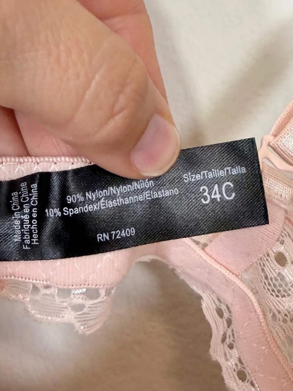 NWT Rene Rofe Bra Lingerie Blush Pink Lace Underwire Extreme Push Up Women 34C